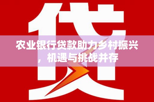 站前农业银行贷款助力乡村振兴，机遇与挑战并存
