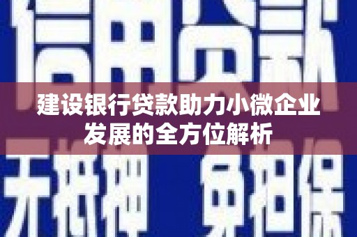 站前建设银行贷款助力小微企业发展的全方位解析